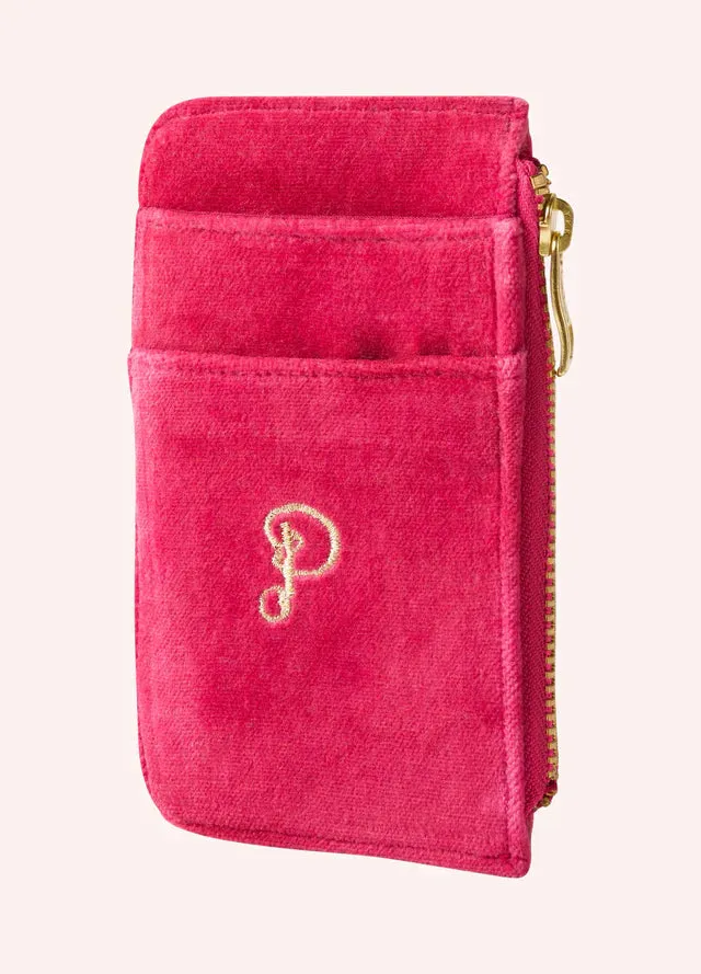 Powder Ikat Tiger Velvet Card Holder - Fuchsia