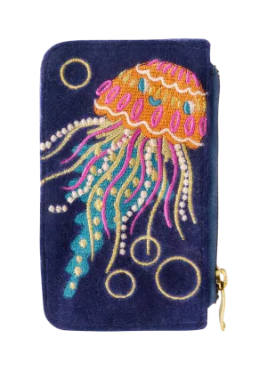 Powder Jolly Jelly Velvet Card Holder - Navy