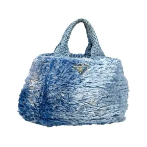 Prada Blue Raffia Bag