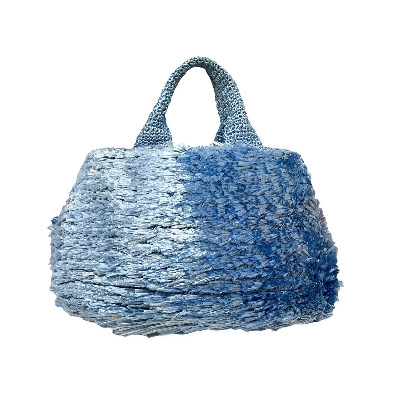 Prada Blue Raffia Bag