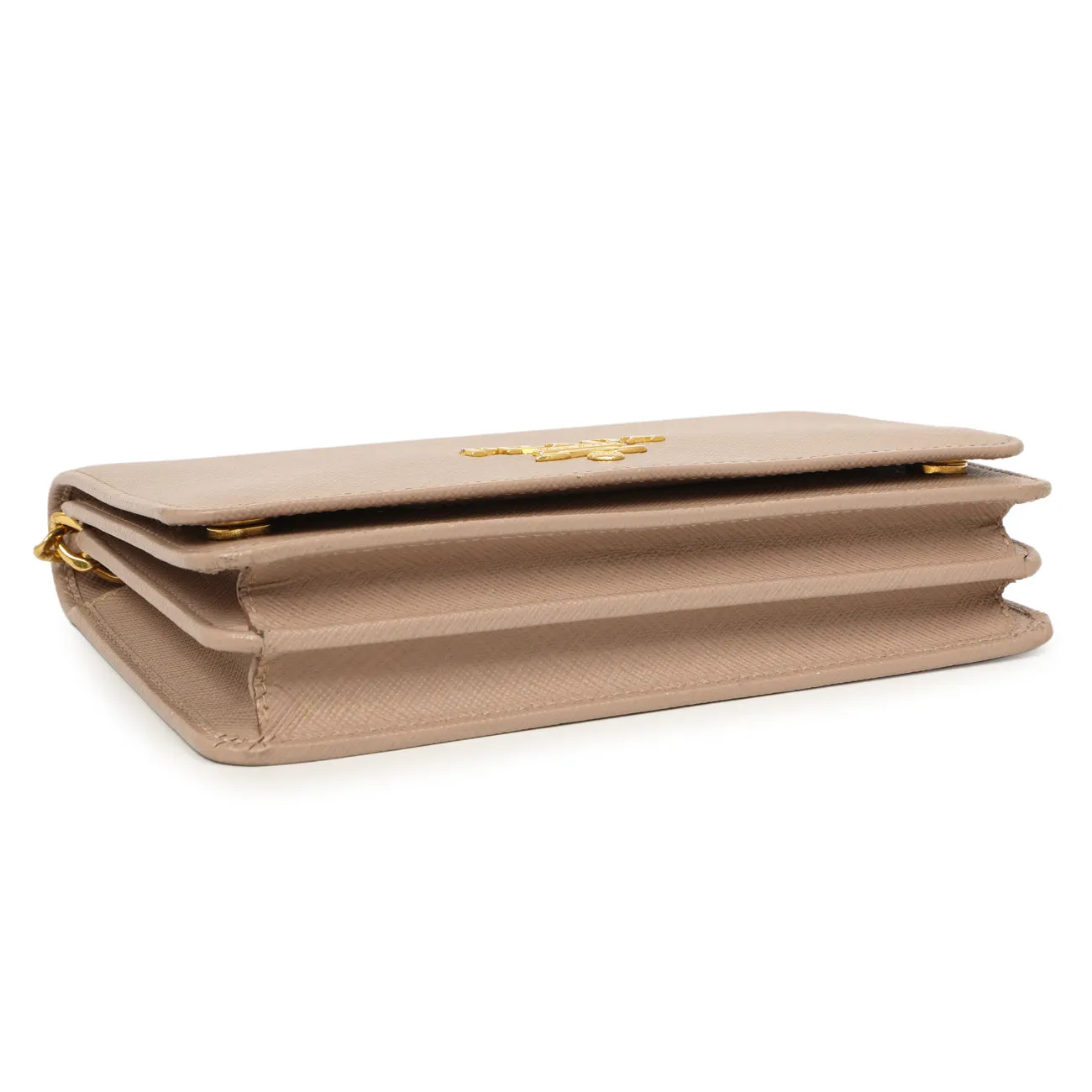 Prada Cammeo Saffiano Lux Chain Wallet