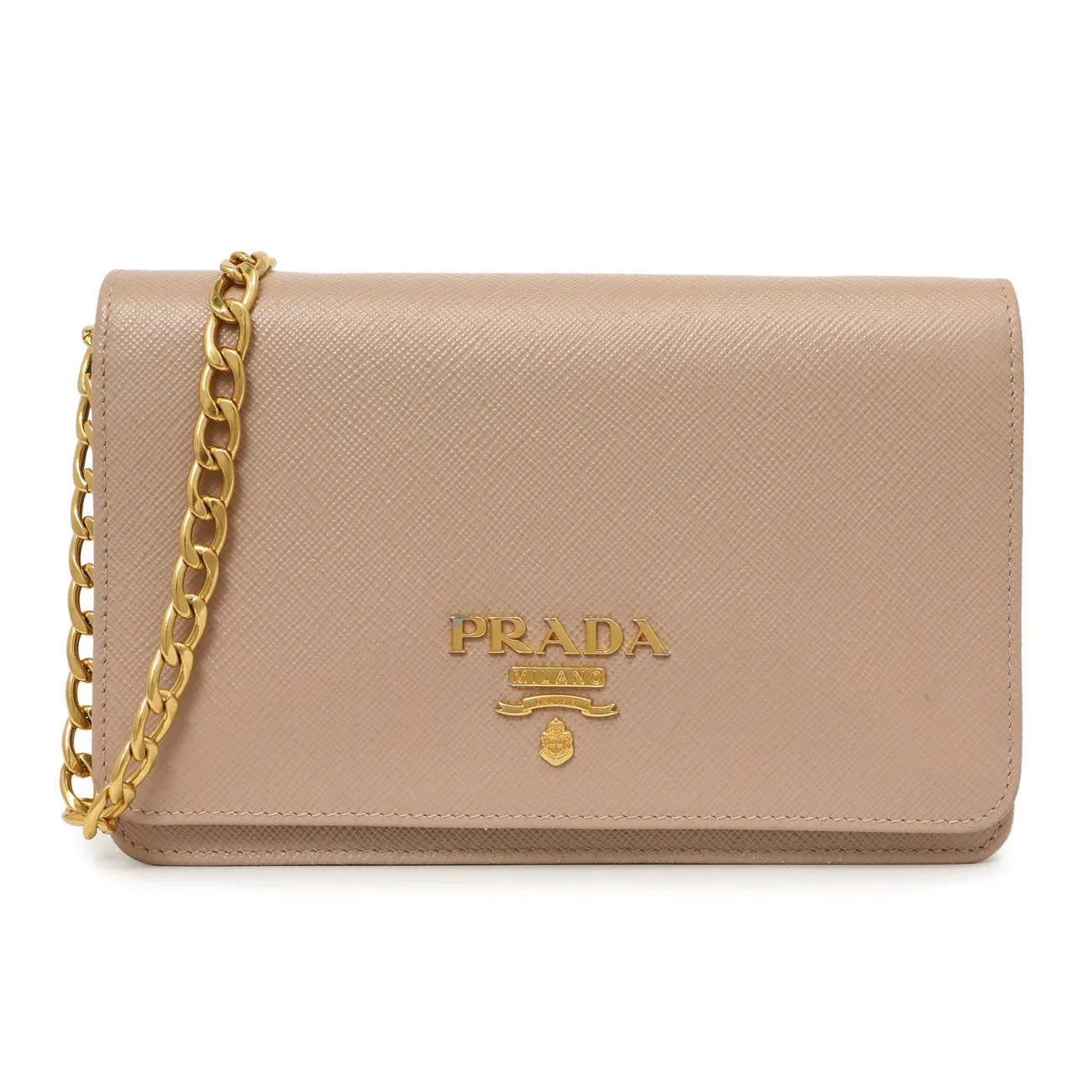 Prada Cammeo Saffiano Lux Chain Wallet