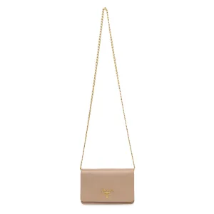 Prada Cammeo Saffiano Lux Chain Wallet