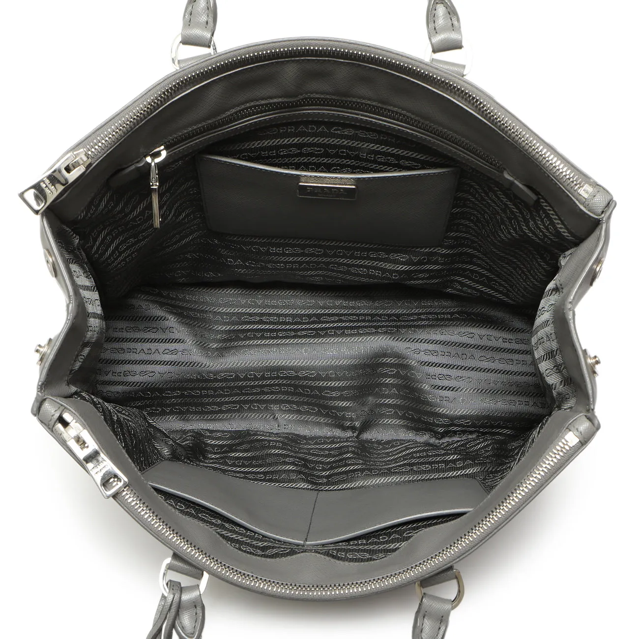 Prada Grey Saffiano Large Galleria Double Zip Tote