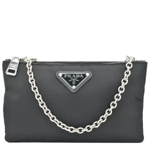 PRADA Mini Nylon Chain Crossbody Bag Black
