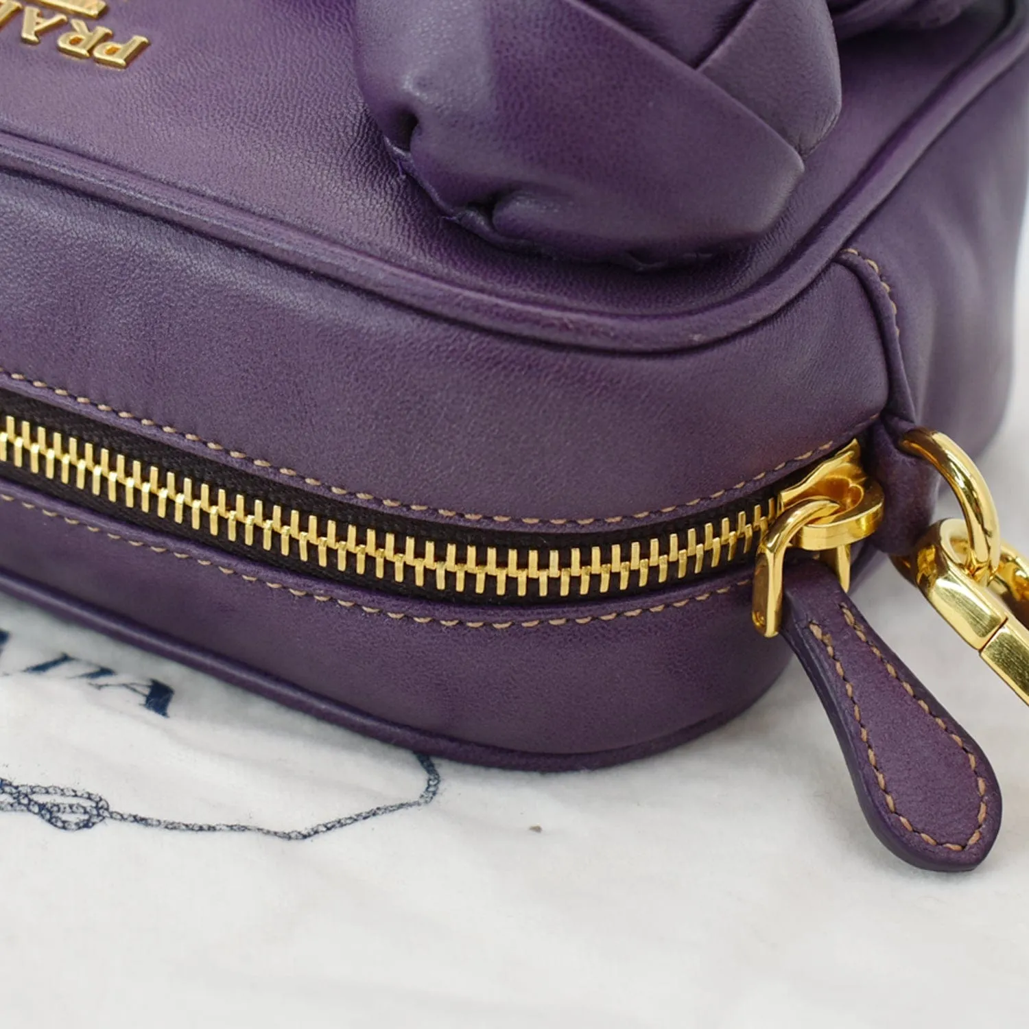 PRADA Nappa Rose Leather Crossbody Bag Viola