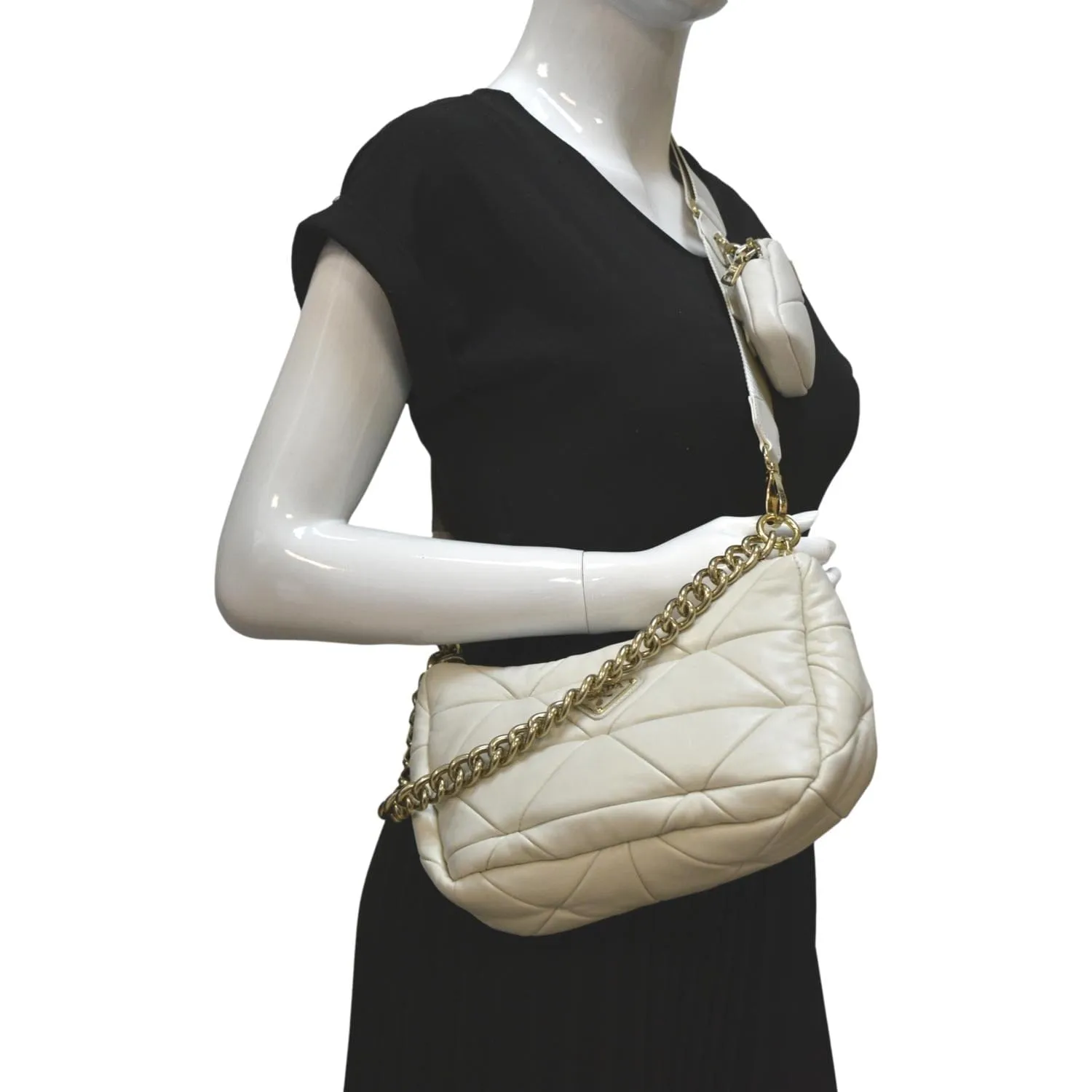 PRADA Patchwork System Nappa Leather Shoulder Bag White