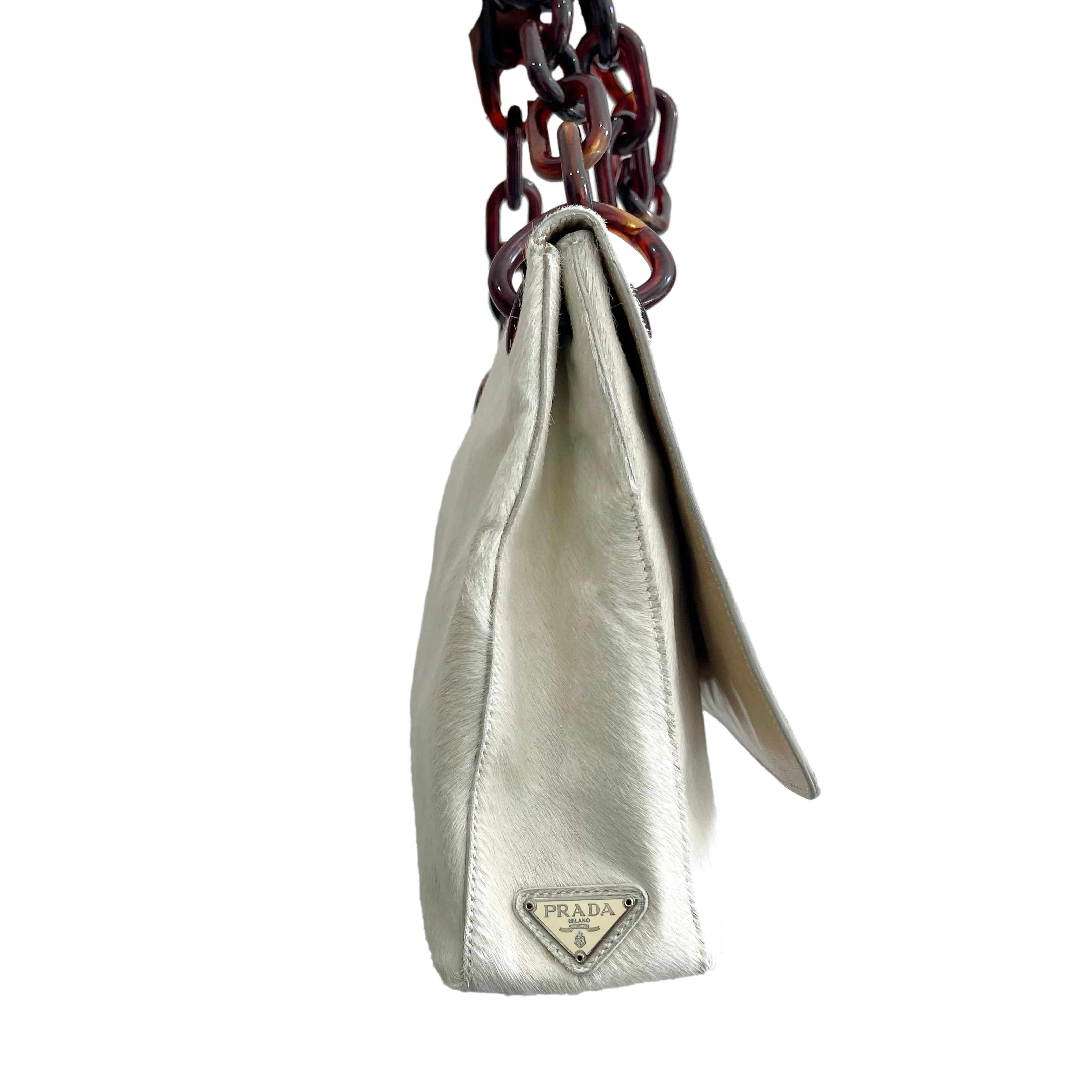 Prada White Calfhair Shoulder Bag