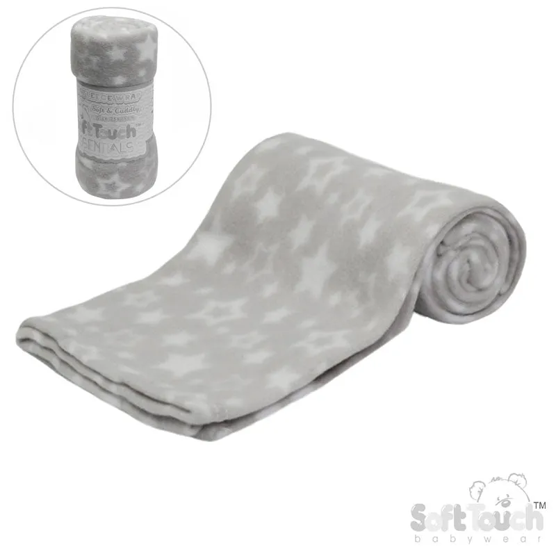 PRINTED GREY BABY FLEECE WRAP (PK12) FBP10-G