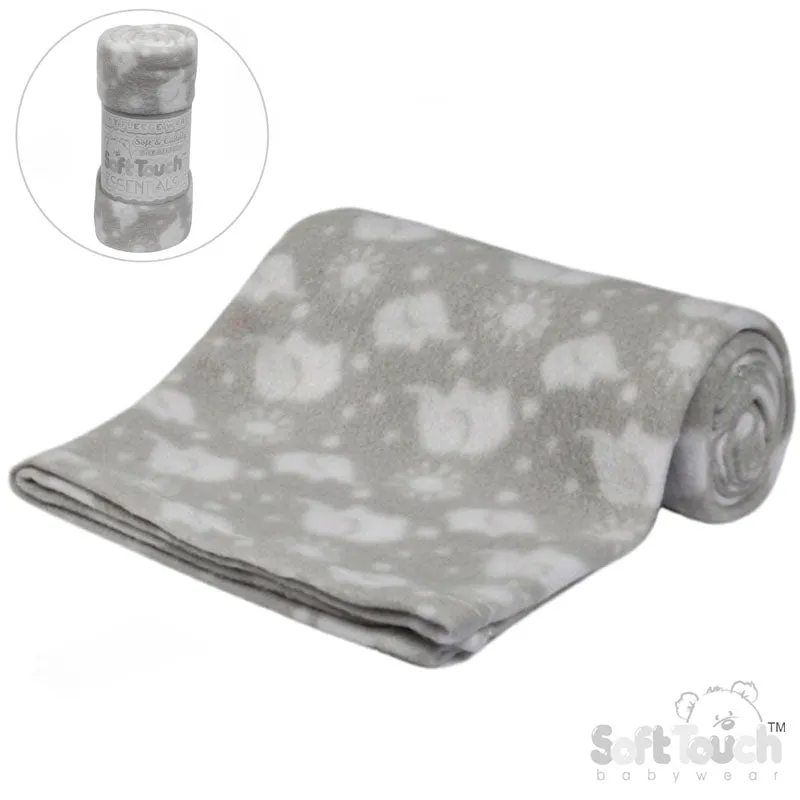 PRINTED GREY BABY FLEECE WRAP (PK12) FBP10-G