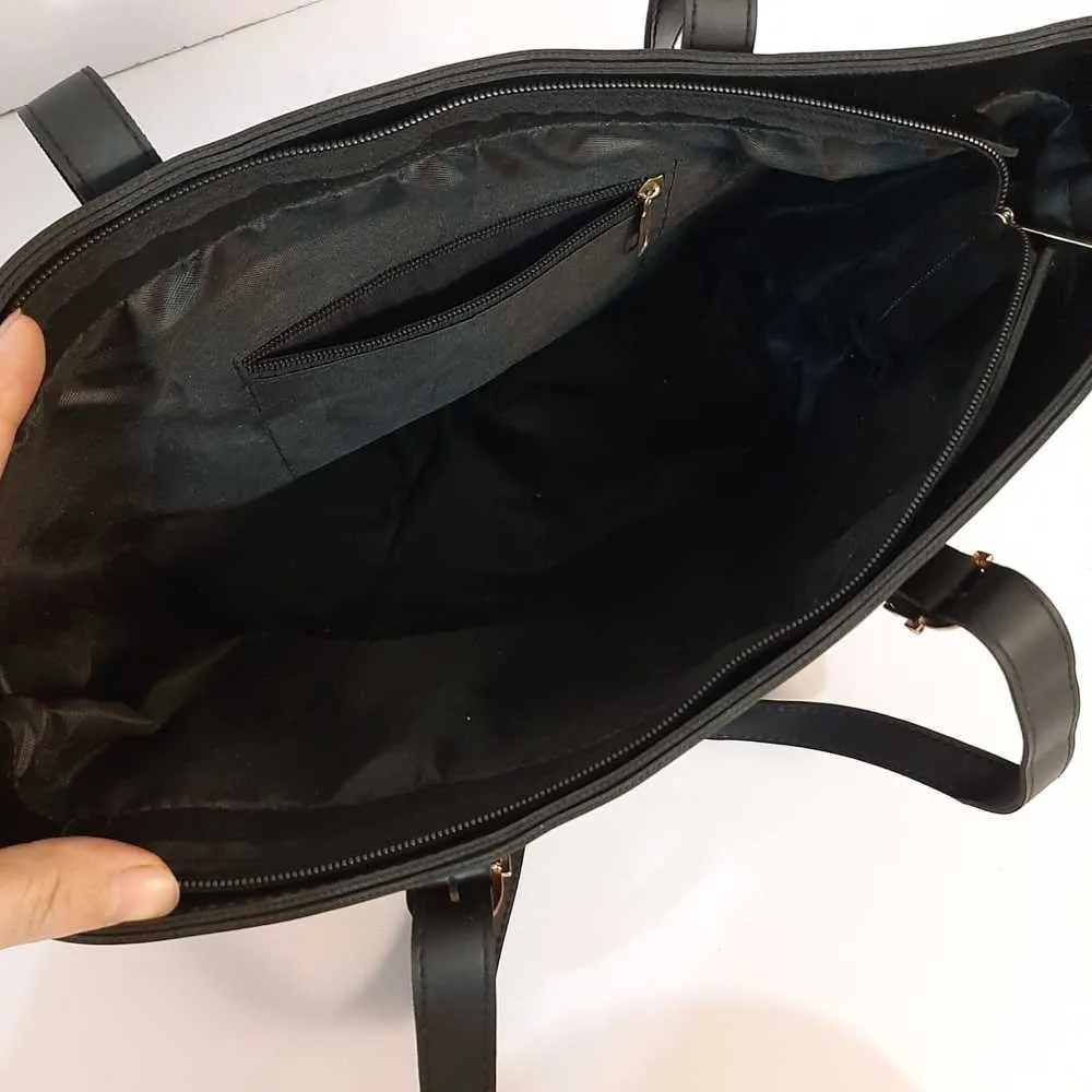 PU Leather Handbag - Black - B02