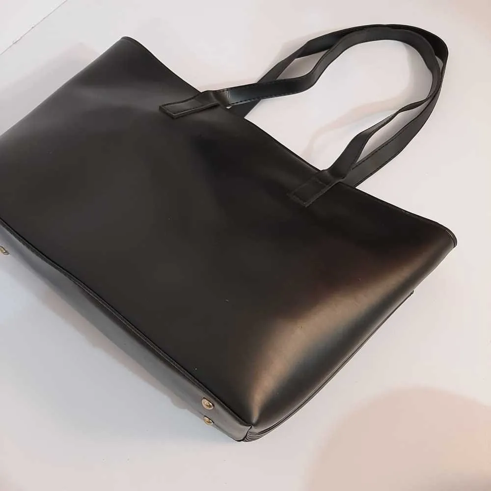 PU Leather Handbag - Black - B02