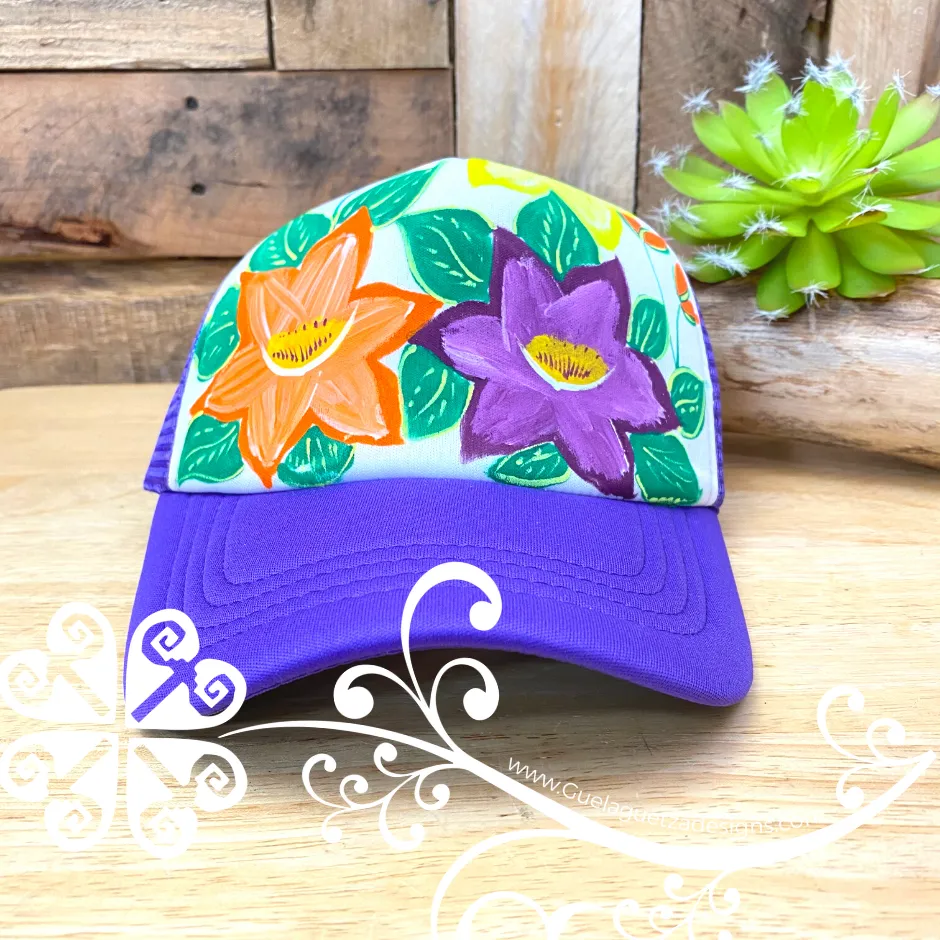 Purple Hand Painted Cap - Gorra Pintada Guerrero