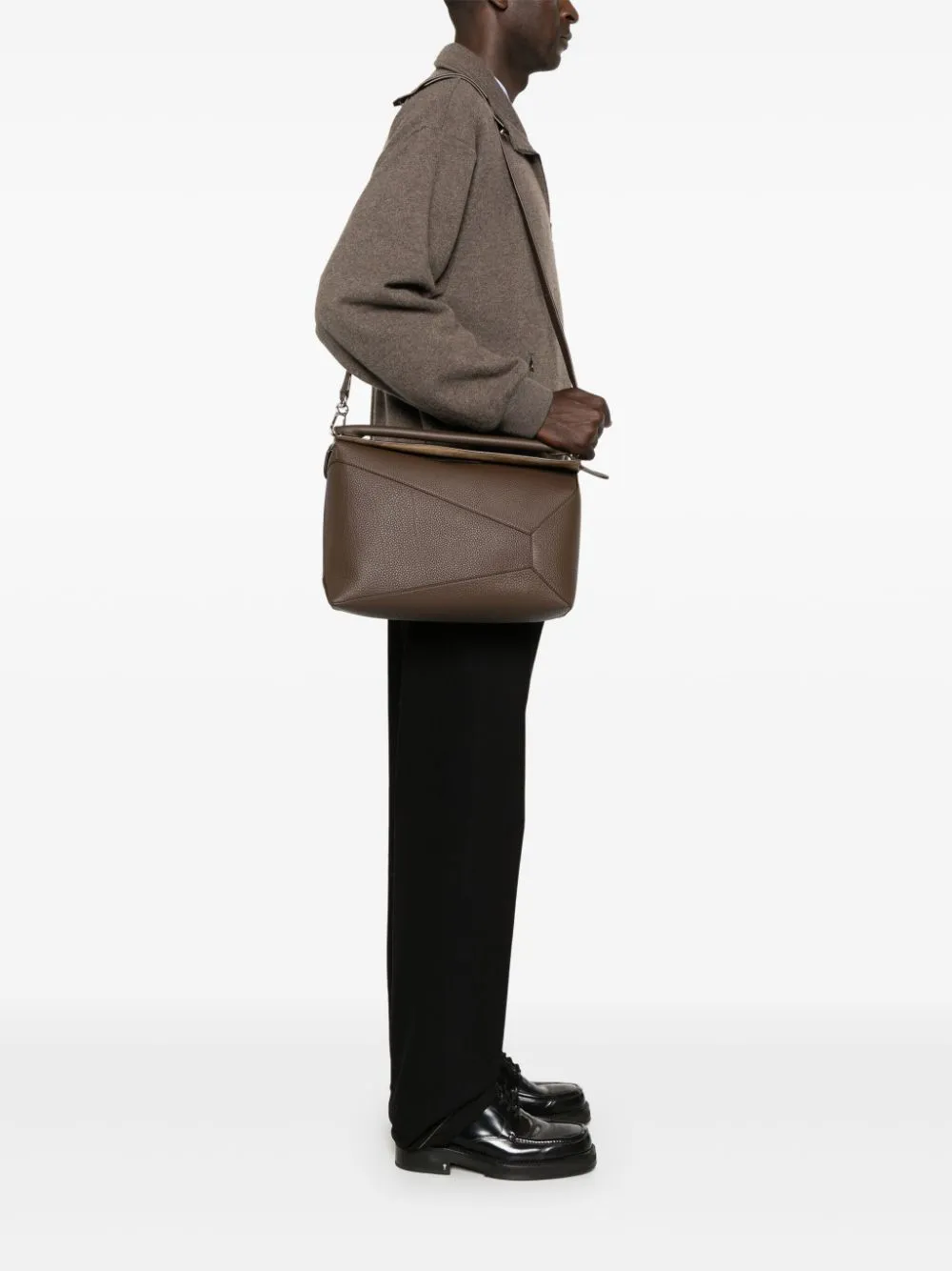 Puzzle edge large leather handbag