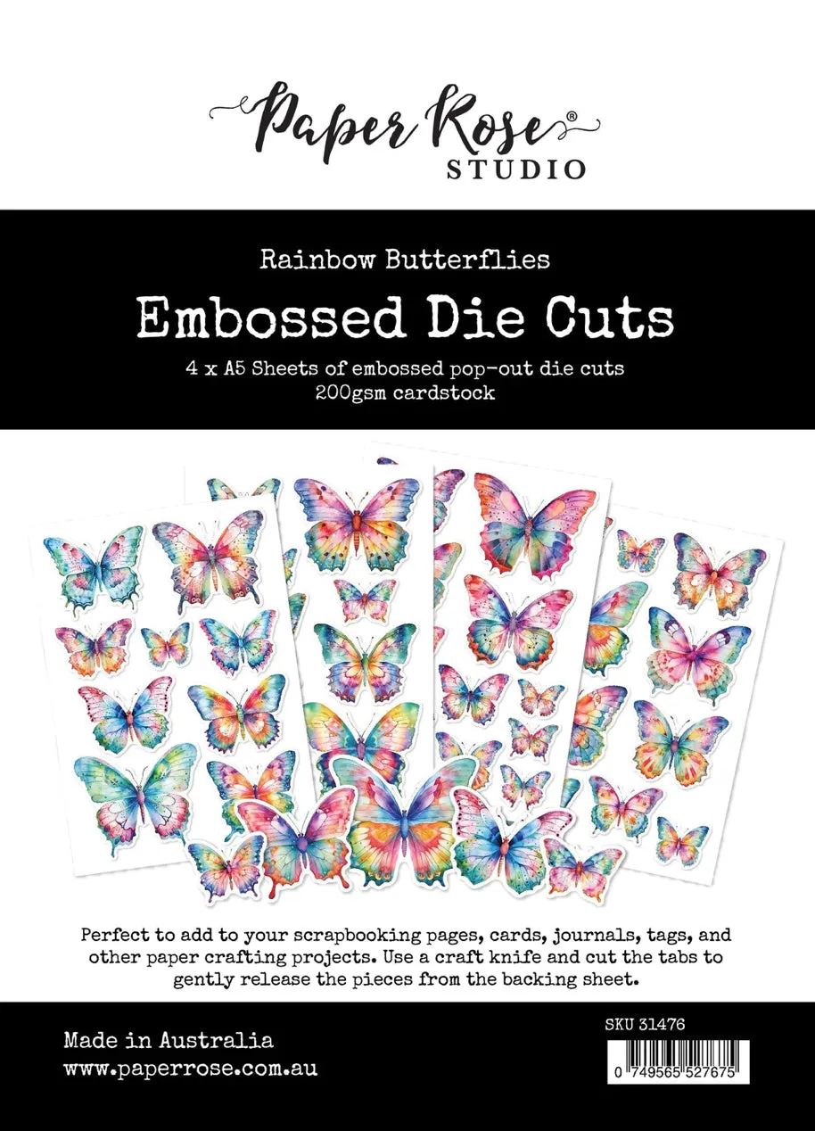 Rainbow Butterflies Embossed Die Cuts 31476 Paper Rose
