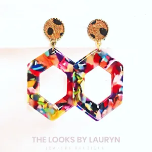 Rainbow Hexagon Earrings