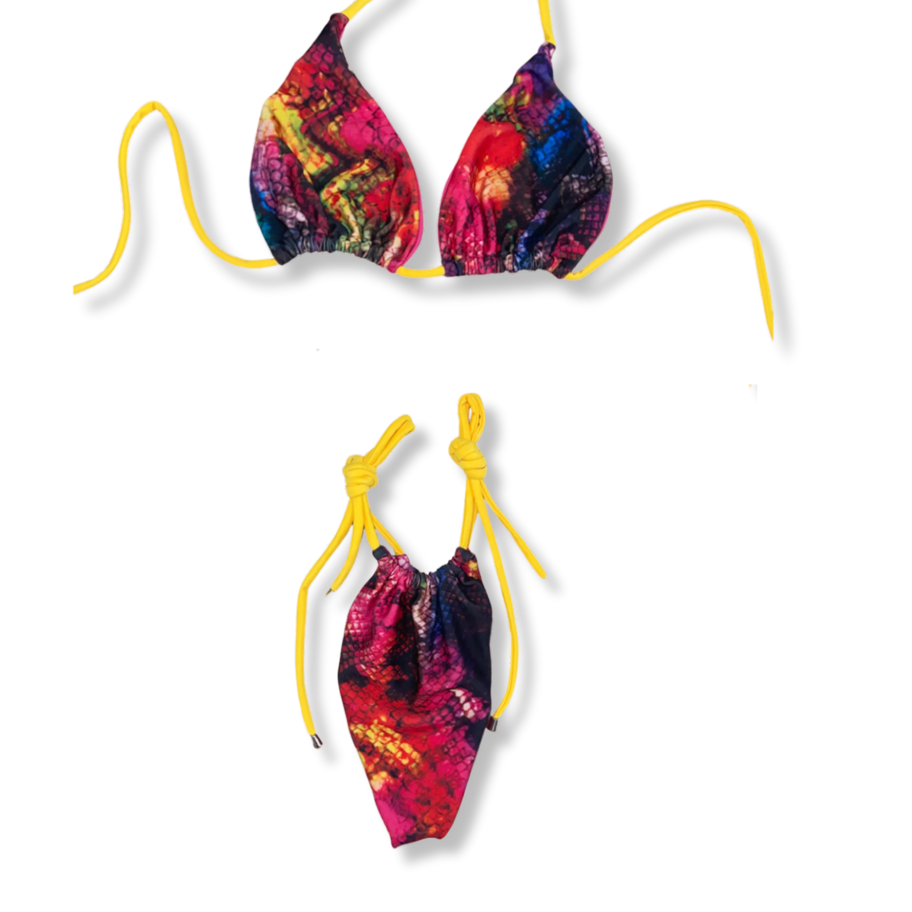Rainbow Snake Print Tie Bikini