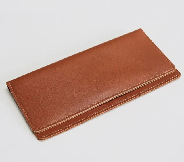 Realaiot Genuine Leather Men Wallet Crazy Horse Cowhide Vintage Handmade Long Slim Thin Men's Purse Card Holder Carteira For Male