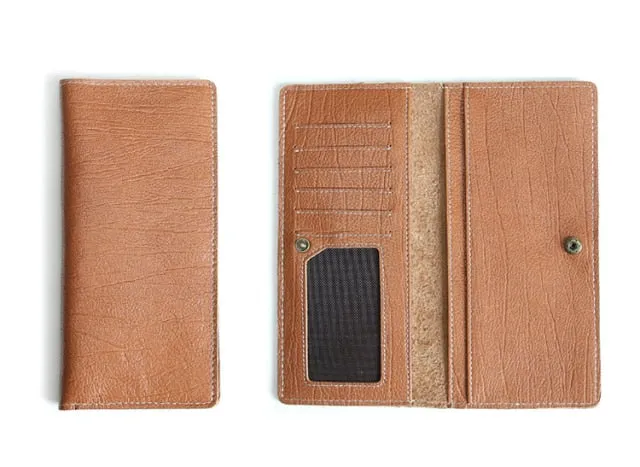 Realaiot Genuine Leather Men Wallet Crazy Horse Cowhide Vintage Handmade Long Slim Thin Men's Purse Card Holder Carteira For Male