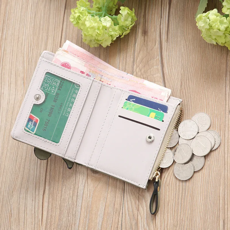 Realaiot High quality Women's Wallet Lovely Cartoon Animals Short Leather Female Small Coin Purse Hasp Zipper Purse Card Holder For Girls