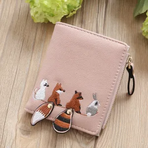 Realaiot High quality Women's Wallet Lovely Cartoon Animals Short Leather Female Small Coin Purse Hasp Zipper Purse Card Holder For Girls