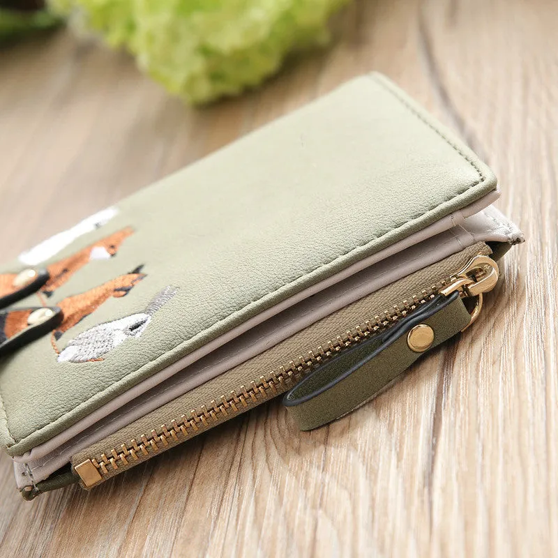 Realaiot High quality Women's Wallet Lovely Cartoon Animals Short Leather Female Small Coin Purse Hasp Zipper Purse Card Holder For Girls
