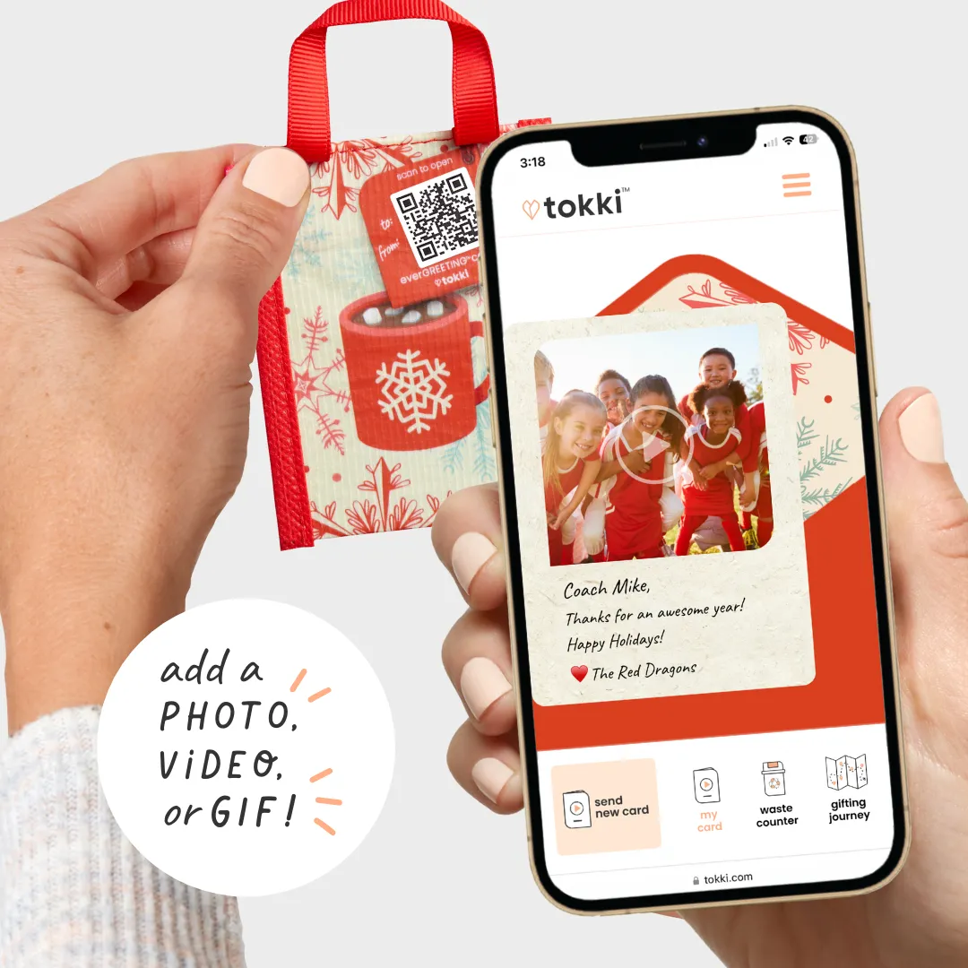 Red Swirl | Reusable Gift Gift Card Holder   QR Greeting Card