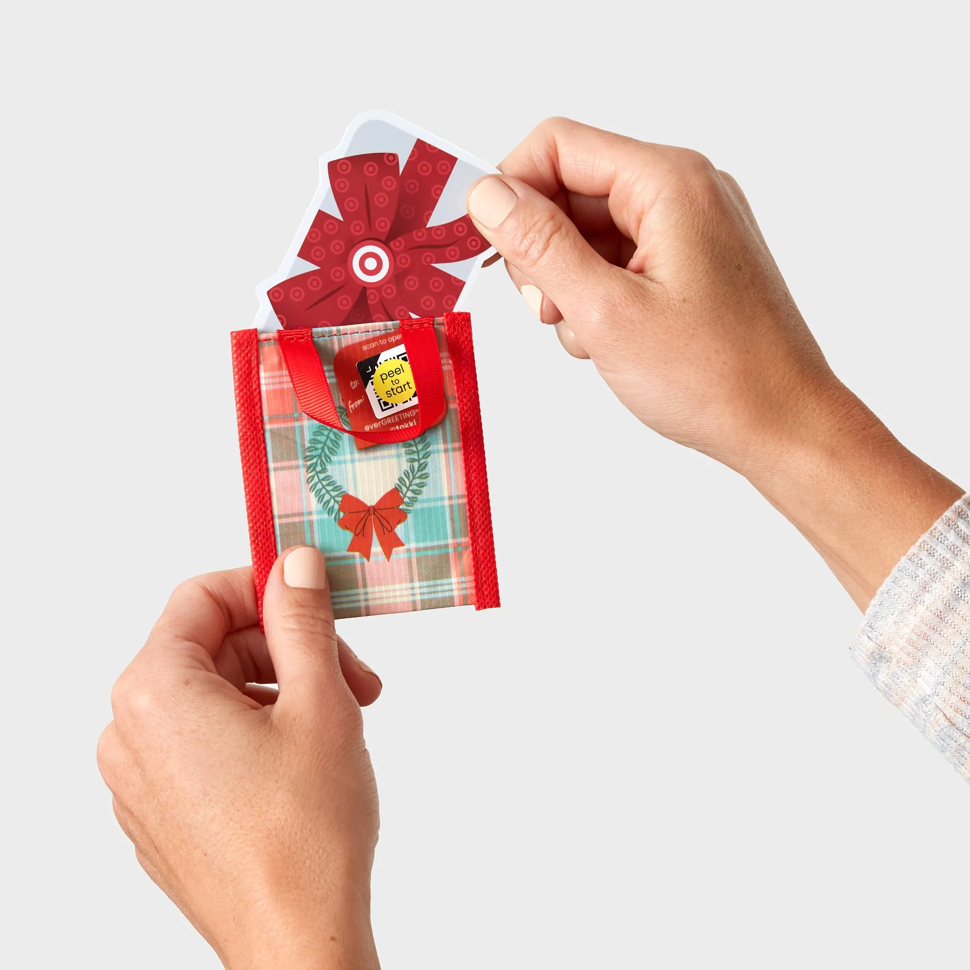 Red Swirl | Reusable Gift Gift Card Holder   QR Greeting Card