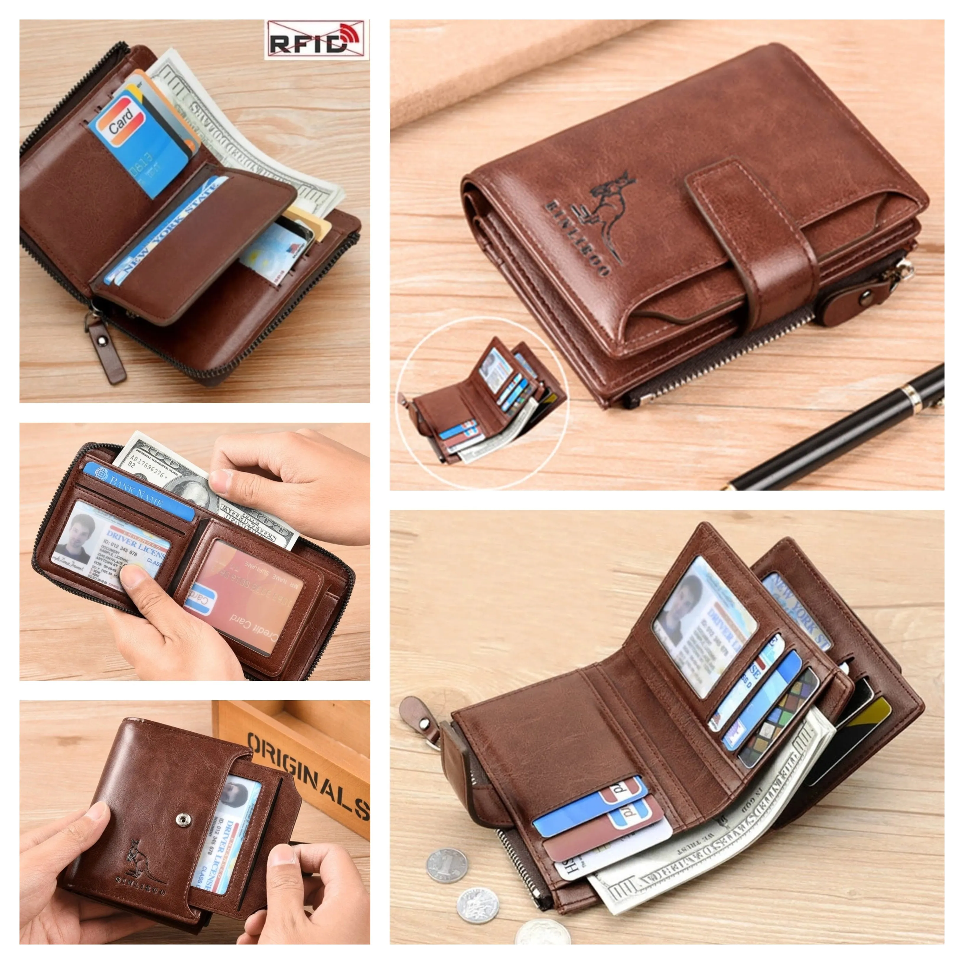 RFID Blocking Large Capacity Men's Wallet