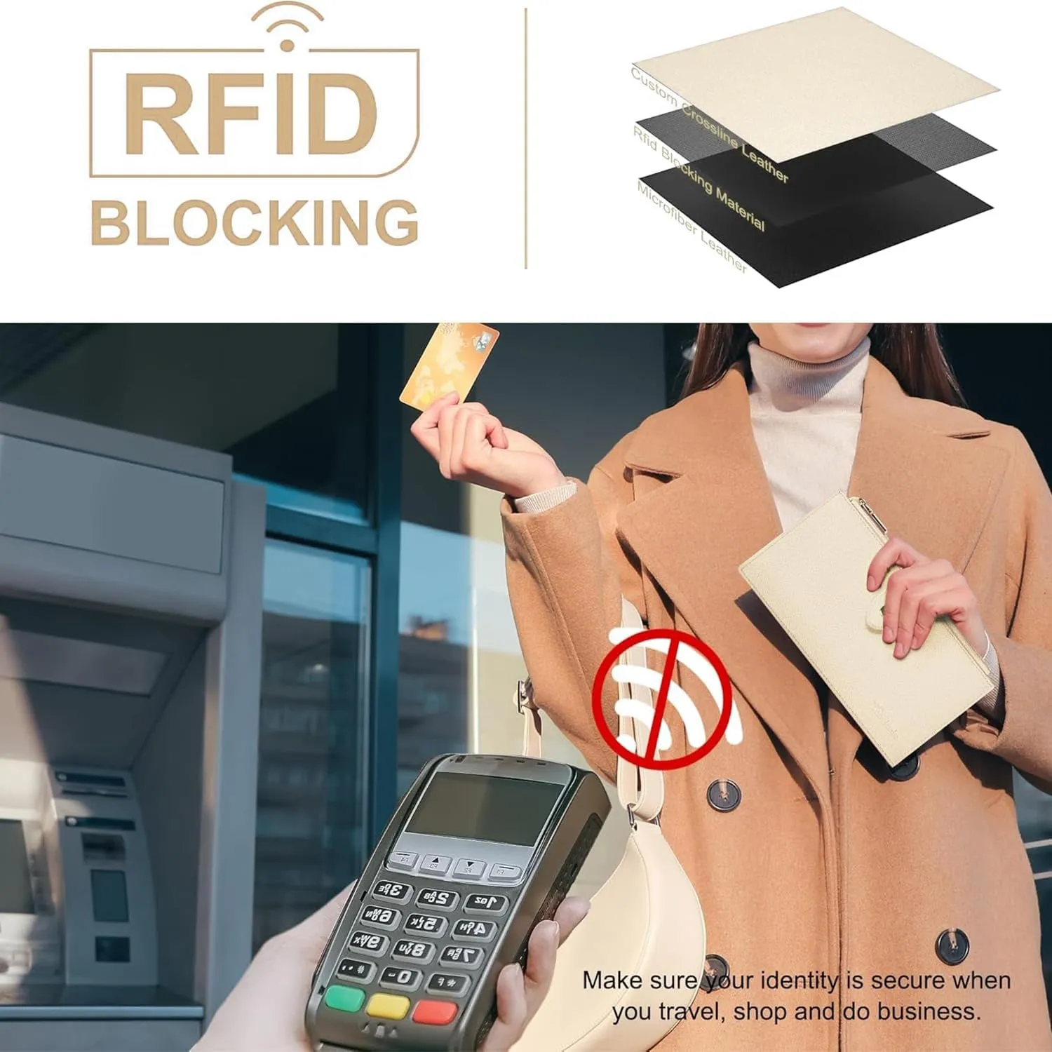 RFID Wallet Women Large Size Bifold Multi Card Wallet Case with Zipper Pocke Credit Card Holder for Women