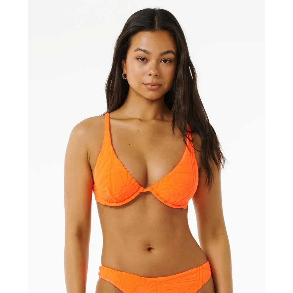 RIP CURL SANTORINI TERRY BALCONETTE TOP BRIGHT ORANGE