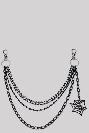 Ro Rox Black Spiderweb Pendant Gothic Punk Triple Chain Accessory