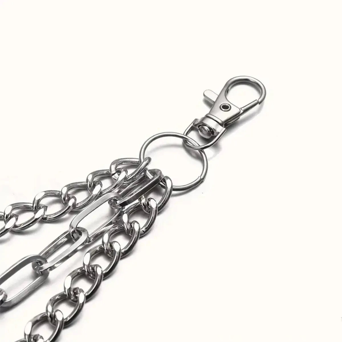 Ro Rox Punk Studded Gothic Metal Triple Pendant Chain