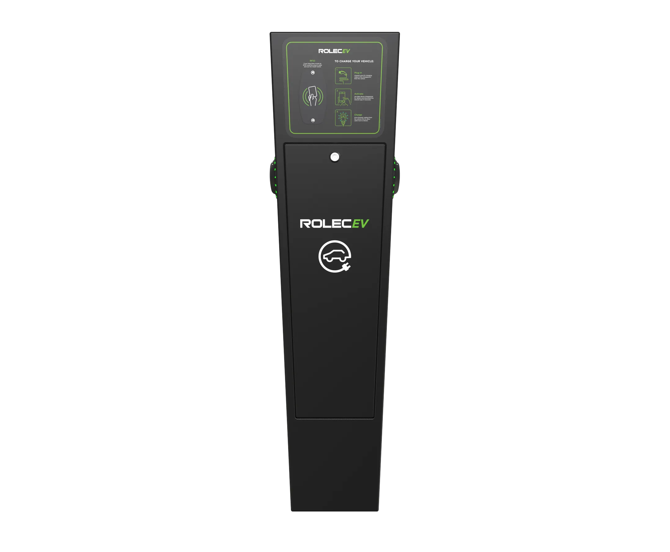 Rolec ROLEC0023B AutoCharge Smart EV Charging Pedestal - 2x up to 22kW 3PH Type 2 Sockets - Black