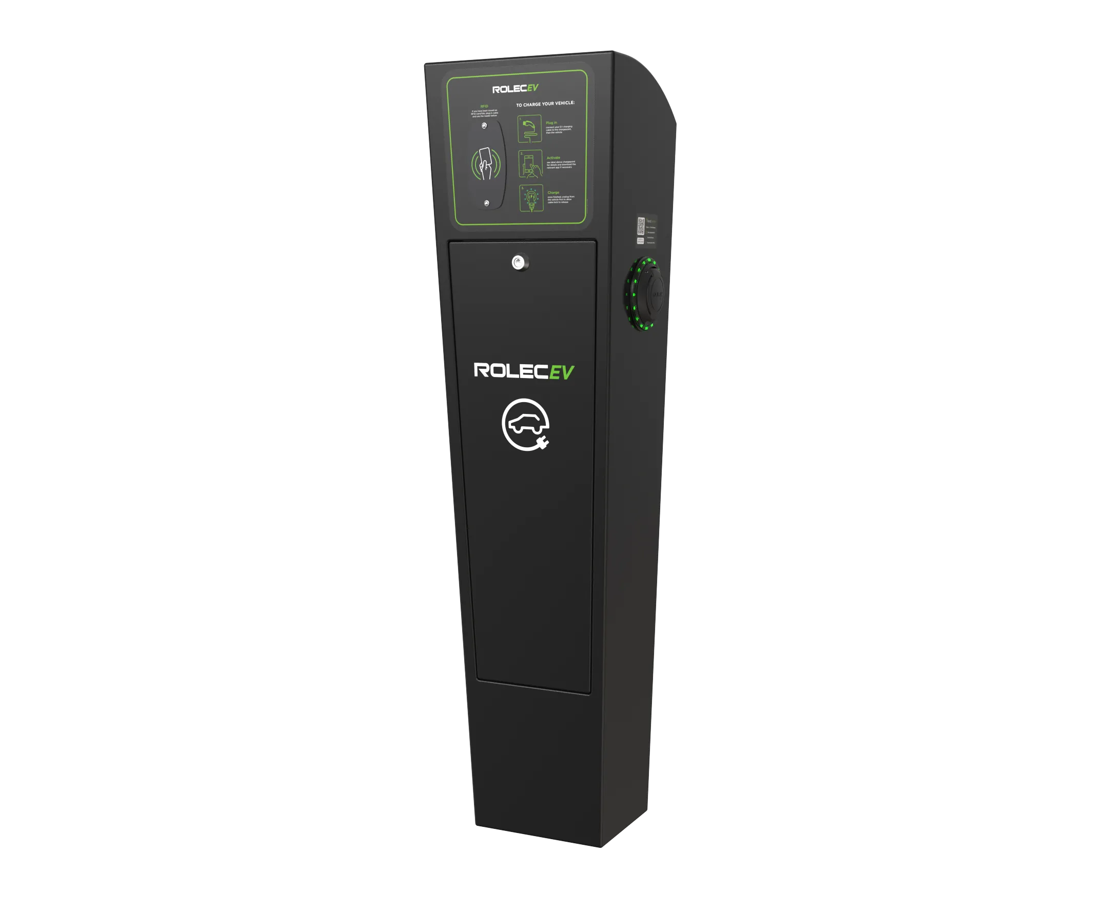 Rolec ROLEC0023B AutoCharge Smart EV Charging Pedestal - 2x up to 22kW 3PH Type 2 Sockets - Black
