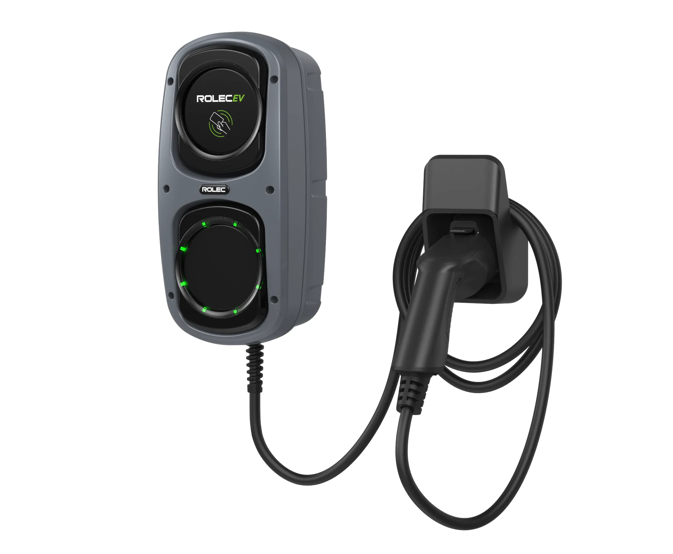 Rolec ROLEC4145G WallPod Smart EV Charger - up to 7.4kw Type 2 10m Tethered - Grey