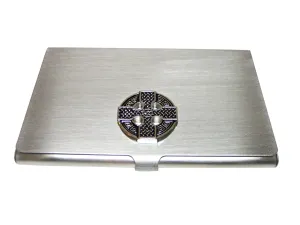 Round Celtic Cross Design Business Card Holder