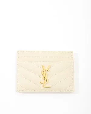 Saint Laurent White Monogram Card Holder
