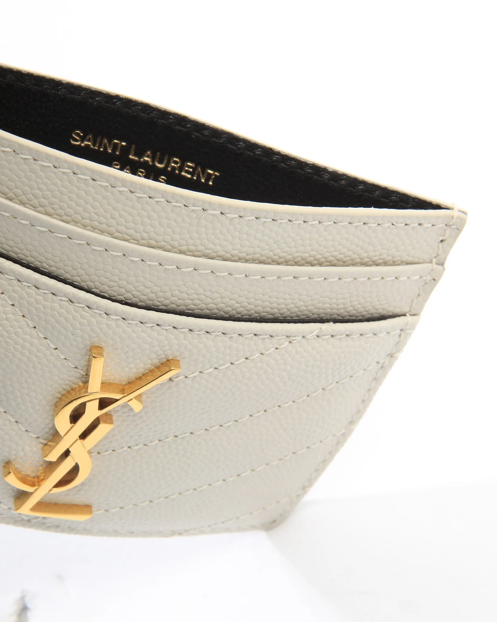 Saint Laurent White Monogram Card Holder