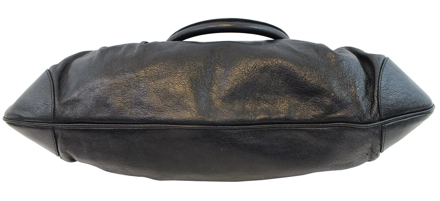 SALVATORE FERRAGAMO Black Calfskin Safari Shoulder Bag - Last Call