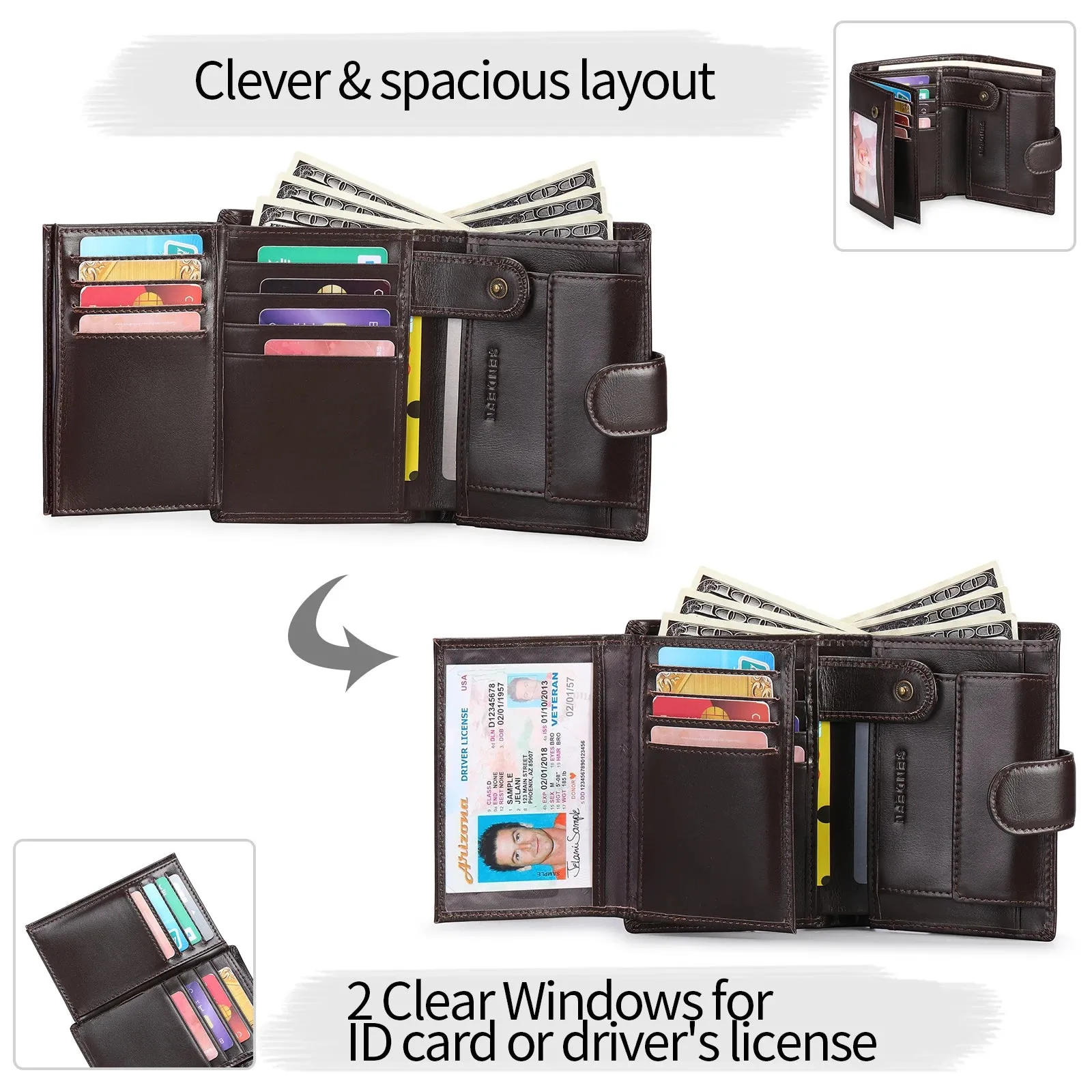 SENDEFN Luxury Smart Wallet with RFID Blocking