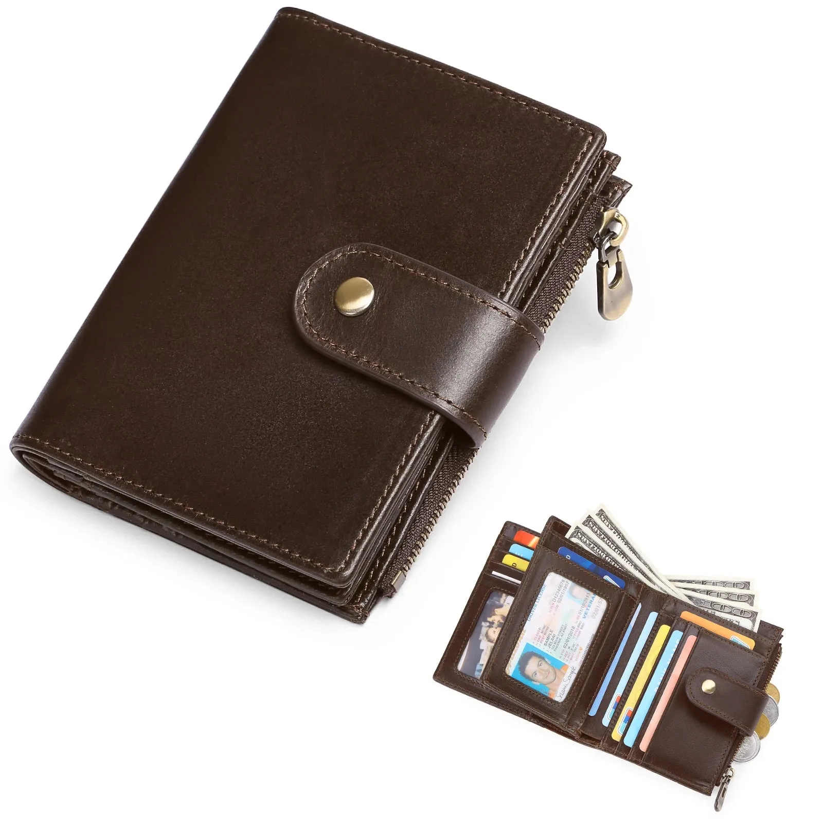 SENDEFN Vintage Smart Wallet with RFID Blocking
