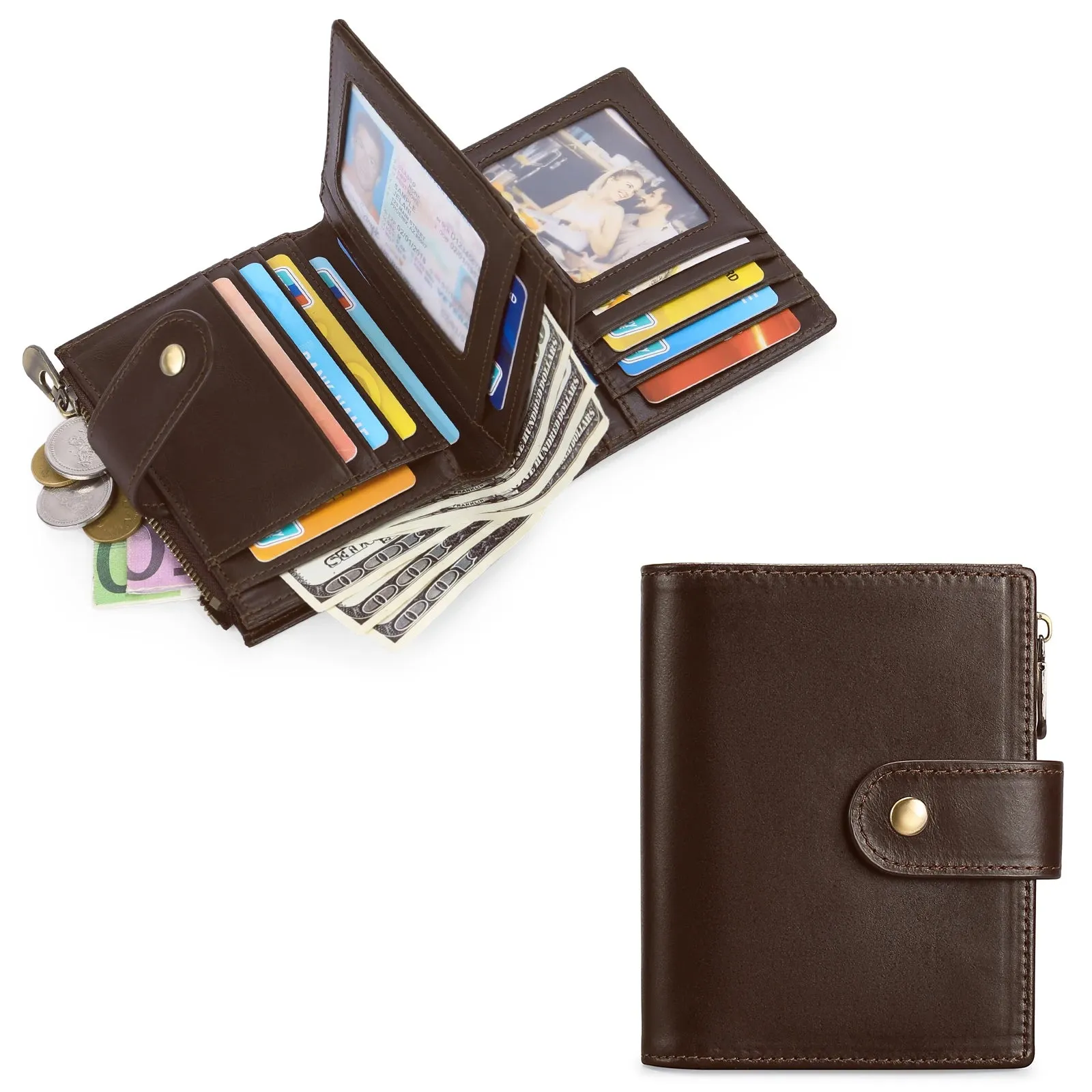 SENDEFN Vintage Smart Wallet with RFID Blocking