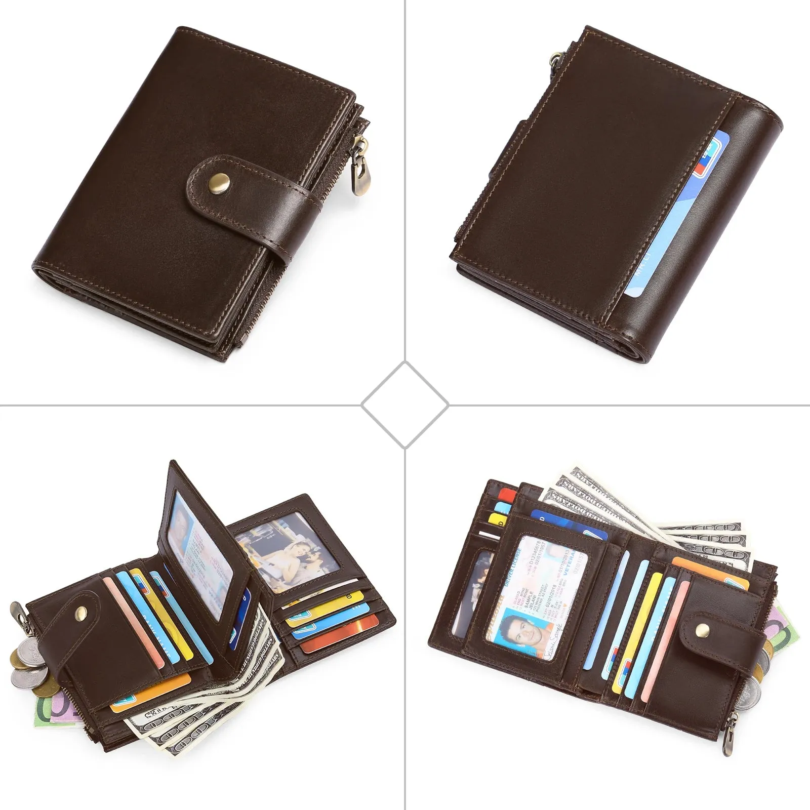 SENDEFN Vintage Smart Wallet with RFID Blocking