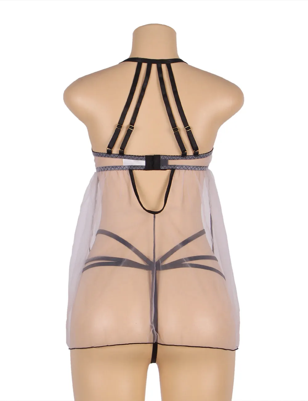 Sexy Mesh Adjustable Shoulder Straps Light Purple Babydoll