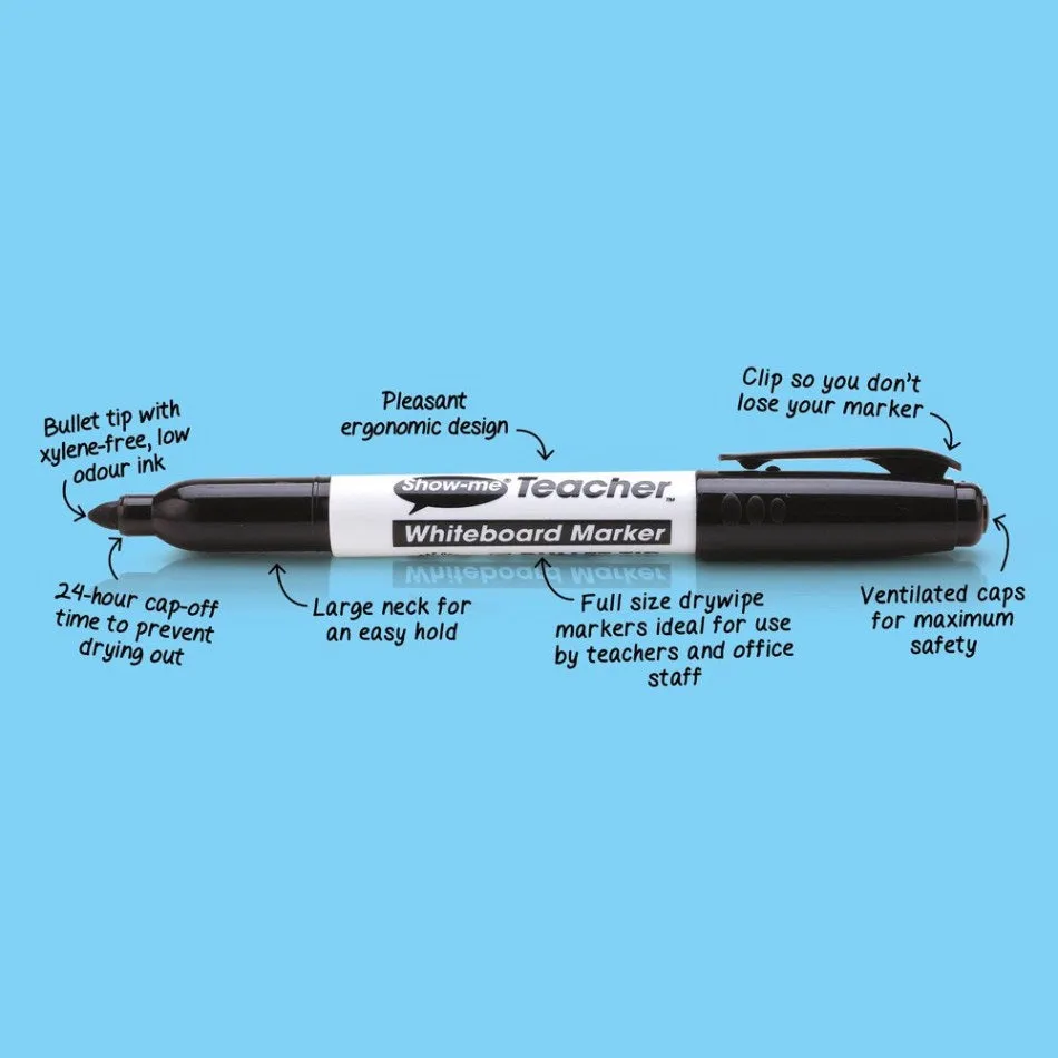 Show-me Teacher Whiteboard Markers Assorted Wallet of 4