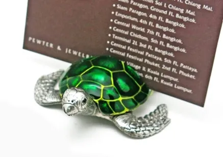Silver Card Holder: Manta & Turtle