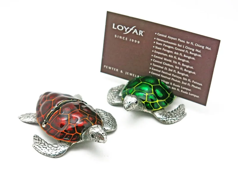 Silver Card Holder: Manta & Turtle