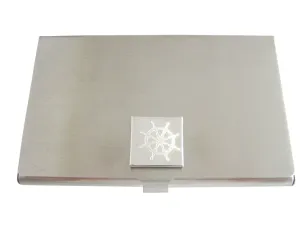 Silver Toned Etched Nautical Helm Business Card Holder