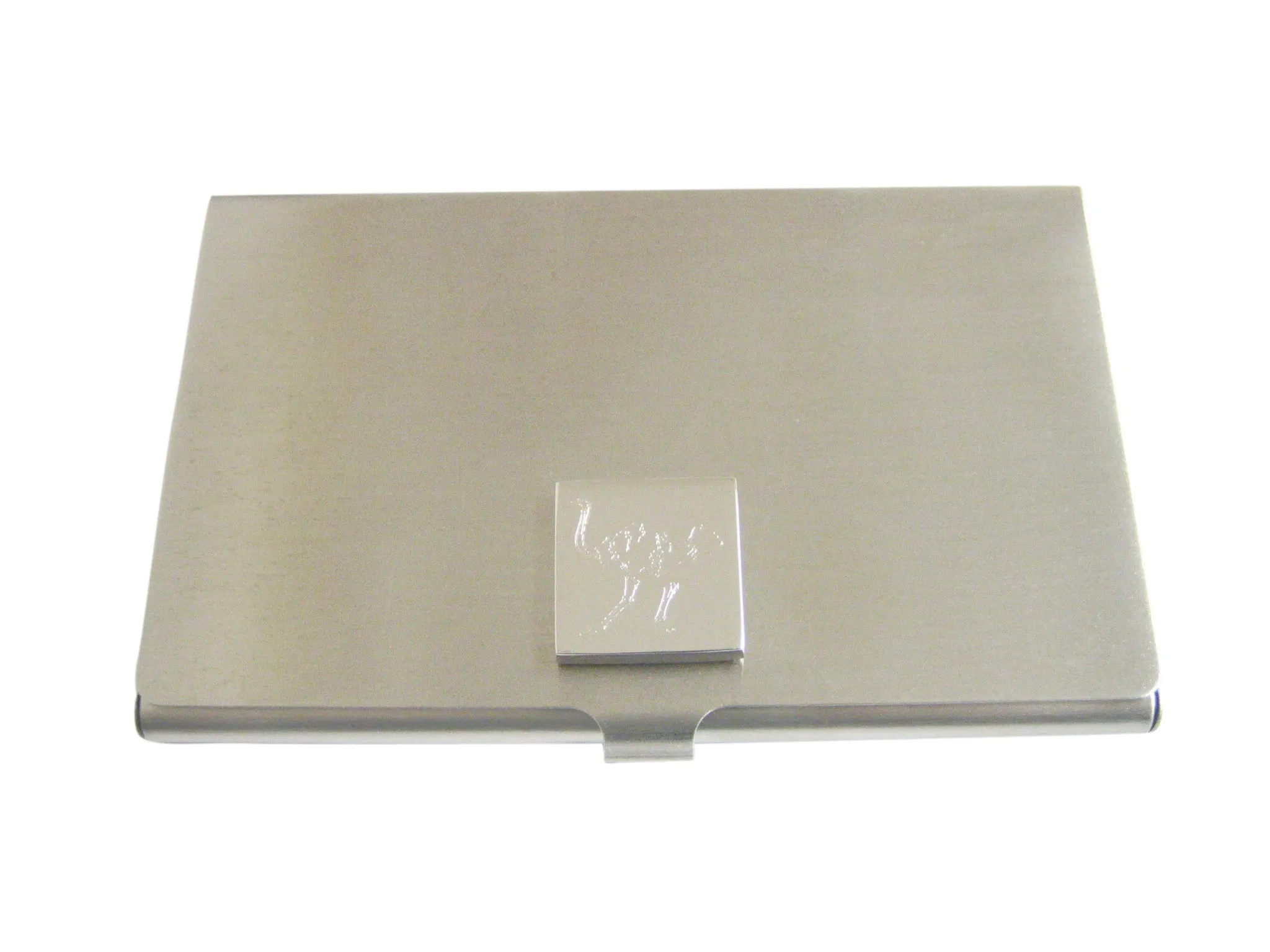 Silver Toned Etched Ostrich Bird Business Card Holder